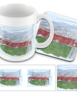 Sunderland Stadium Of Light Water Colour Mug and Coaster Set By Sam Edwards Artist