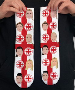 England Ladies European Champions 2022 Vector Heroes Socks Design 1