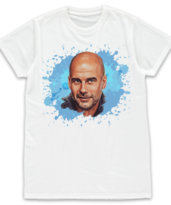 Football Icons White T-Shirt Pep Guardiola Man City