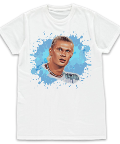 Football Icons White T-Shirt Erling Haaland Man City