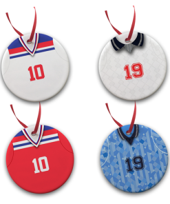 England 1980-1992 Retro Kit Tree Decoration Ceramic Bauble Pack Of 4