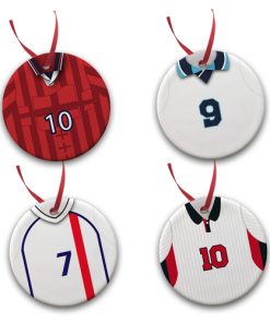 England 1995-2001 Retro Kit Tree Decoration Ceramic Bauble Pack Of 4