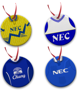 Everton Retro Kit Tree Decoration Ceramic Bauble Pack Of 4