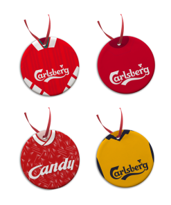 Liverpool Retro Kit Tree Decoration Ceramic Bauble Pack Of 4