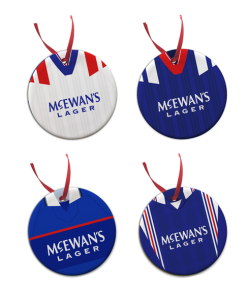 Rangers Retro Kit Tree Decoration Ceramic Bauble Pack Of 4