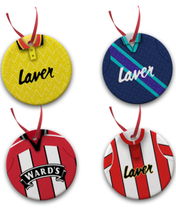 Sheffield Utd Retro Kit Tree Decoration Ceramic Bauble Pack Of 4
