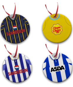 Sheffield Wednesday Retro Kit Tree Decoration Ceramic Bauble Pack Of 4