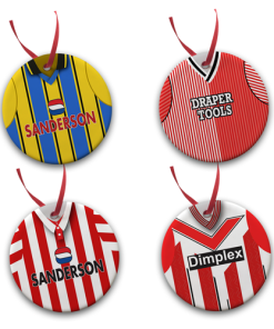 Southampton Retro Kit Tree Decoration Ceramic Bauble Pack Of 4