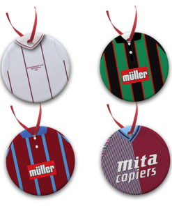 Aston Villa Retro Kit Tree Decoration Ceramic Bauble Pack Of 4