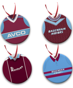 West Ham Utd Retro Kit Tree Decoration Ceramic Bauble Pack Of 4