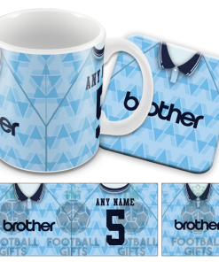 Man City Home 1989 Retro Kit Mug and Coaster Set
