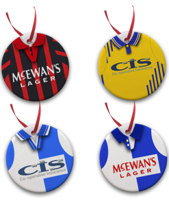 Blackburn Rovers Retro Kit Tree Decoration Ceramic Bauble Pack Of 4