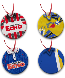 Cardiff Retro Kit Tree Decoration Ceramic Bauble Pack Of 4