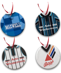 Derby Retro Kit Tree Decoration Ceramic Bauble Pack Of 4