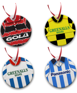 Huddersfield Retro Kit Tree Decoration Ceramic Bauble Pack Of 4