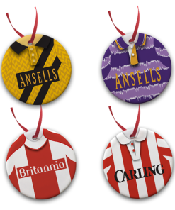 Stoke City Retro Kit Tree Decoration Ceramic Bauble Pack Of 4