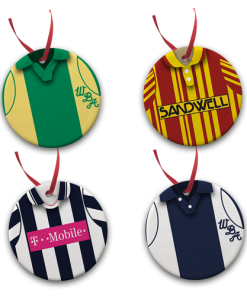 West Brom Retro Kit Tree Decoration Ceramic Bauble Pack Of 4