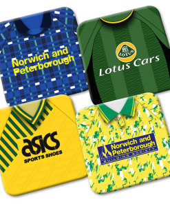 Norwich City Retro Kit Coasters 4 Pack