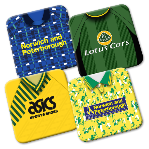Norwich City Retro Kit Coasters 4 Pack