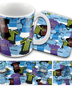 Man City Retro Classic Kit Mash Mug and Coaster Set