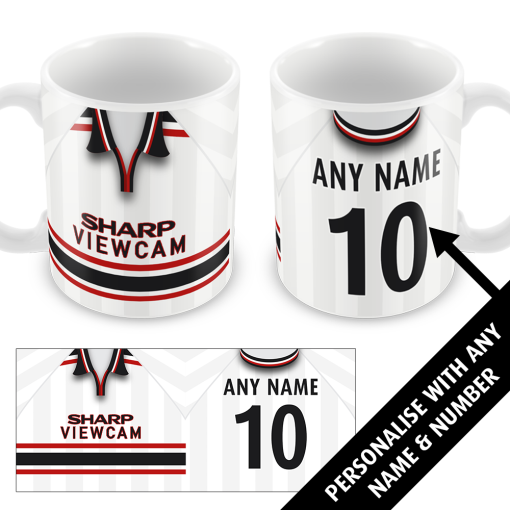 Man Utd Away 1998 Personalised Retro Shirt Mug Classic Kits