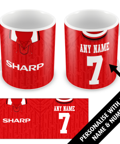 Man Utd Home 1992 Personalised Retro Shirt Mug Classic Kits