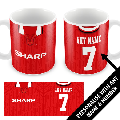 Man Utd Home 1992 Personalised Retro Shirt Mug Classic Kits