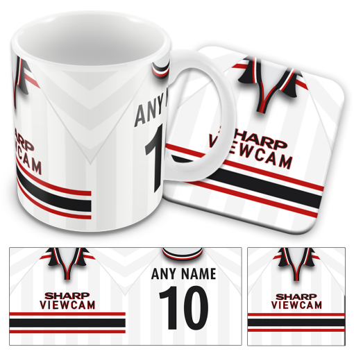 Man Utd Away 1998 Retro Kit Mug and Coaster Set