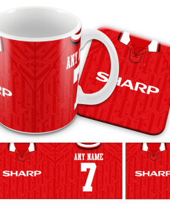 Man Utd Home 1992 Retro Kit Mug and Coaster Set