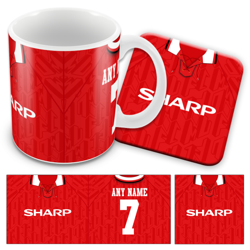 Man Utd Home 1992 Retro Kit Mug and Coaster Set