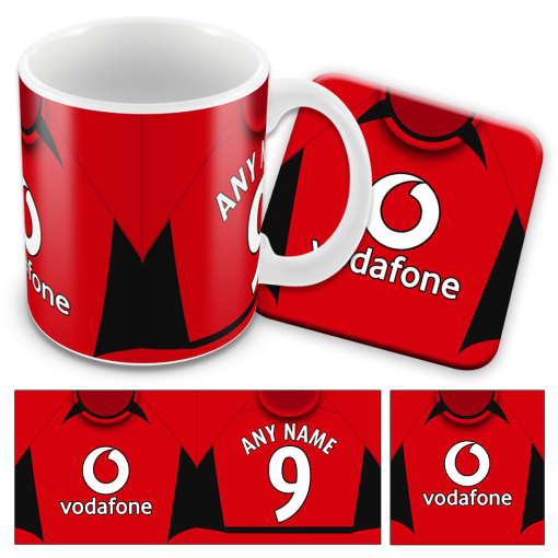 Man Utd Home 2002 Retro Kit Mug and Coaster Set