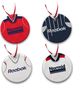 Bolton Retro Kit Tree Decoration Ceramic Bauble Pack Of 4