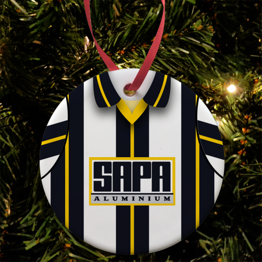 Notts County Home 1996 Retro Shirt Classic Kits Christmas Tree Decoration