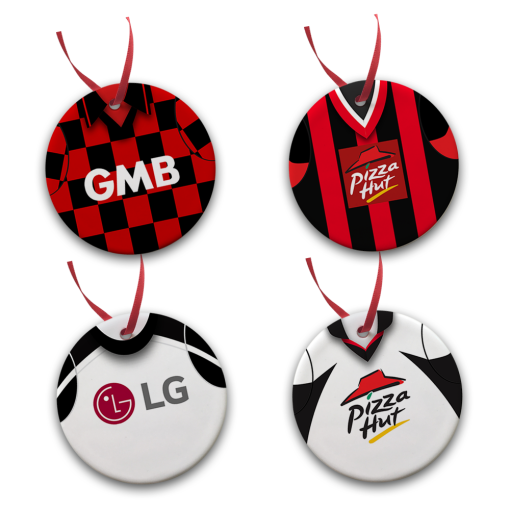 Fulham Retro Kit Tree Decoration Ceramic Bauble Pack Of 4