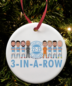 Man City Champions Of England 2023 Christmas Tree Decoration 3 In A Row