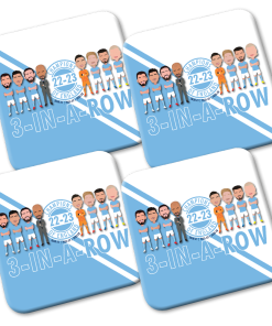 Man City Champions Of England 2023 Coasters 4 Pack Vector Heroes 3 In A Row