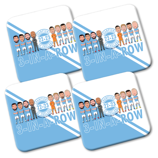 Man City Champions Of England 2023 Coasters 4 Pack Vector Heroes 3 In A Row