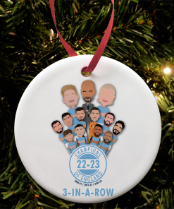 Man City Champions Of England 2023 Christmas Tree Decoration 3 In A Row Design 2
