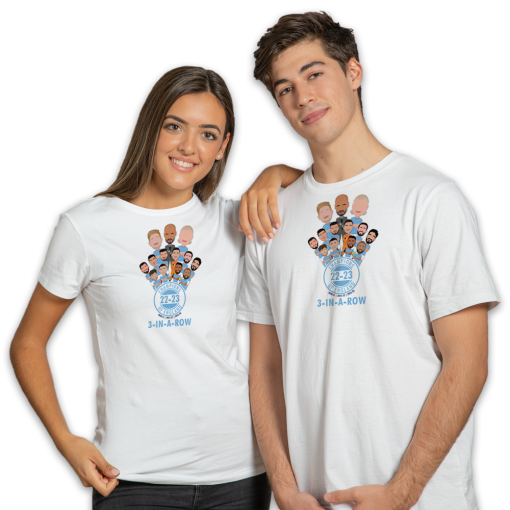 Man City Champions Of England 2023 White T-Shirt Vector Heroes 3 In A Row Design 2