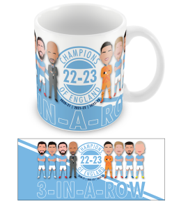 Man City Champions Of England 2023 Vector Heroes Mug 3 In A Row