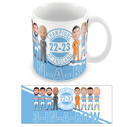 Man City Champions Of England 2023 Vector Heroes Mug 3 In A Row
