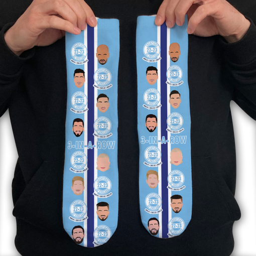 Man City Champions Of England 2023 Vector Heroes Socks 3 In A Row
