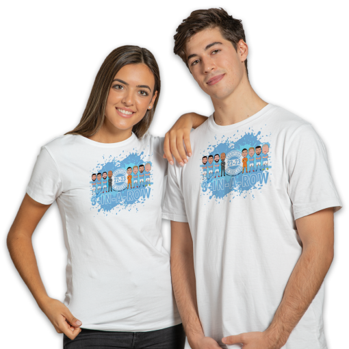Man City Champions Of England 2023 Splash White T-Shirt Vector Heroes 3 In A Row