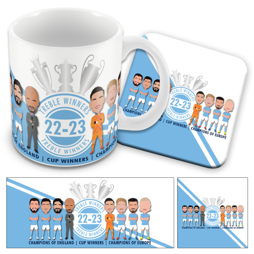 Man City Treble Winners 2023 Mug & Coaster Set