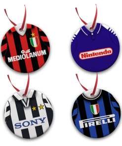 Italy Retro Kit Tree Decoration Ceramic Bauble Pack Of 4
