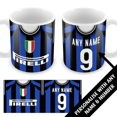 Mug Inter Football Gifts - Inter Milan Home Shirt 2009 Personalised Retro Kit Mug
