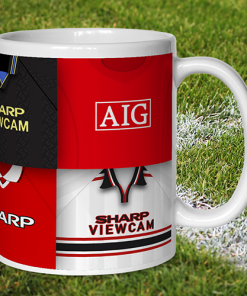 Alternative view of Man Utd Retro Shirt Montage Mug