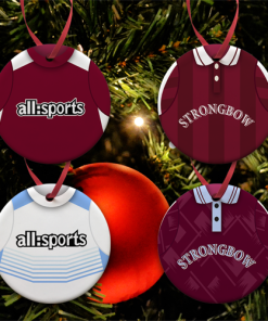 Hearts Retro Shirt Kit Tree Decoration Ceramic Bauble Pack Of 4