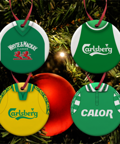 Hibs Retro Shirt Kit Tree Decoration Ceramic Bauble Pack Of 4