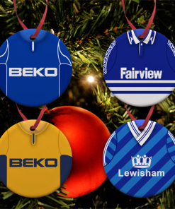 Millwall Retro Shirt Kit Tree Decoration Ceramic Bauble Pack Of 4